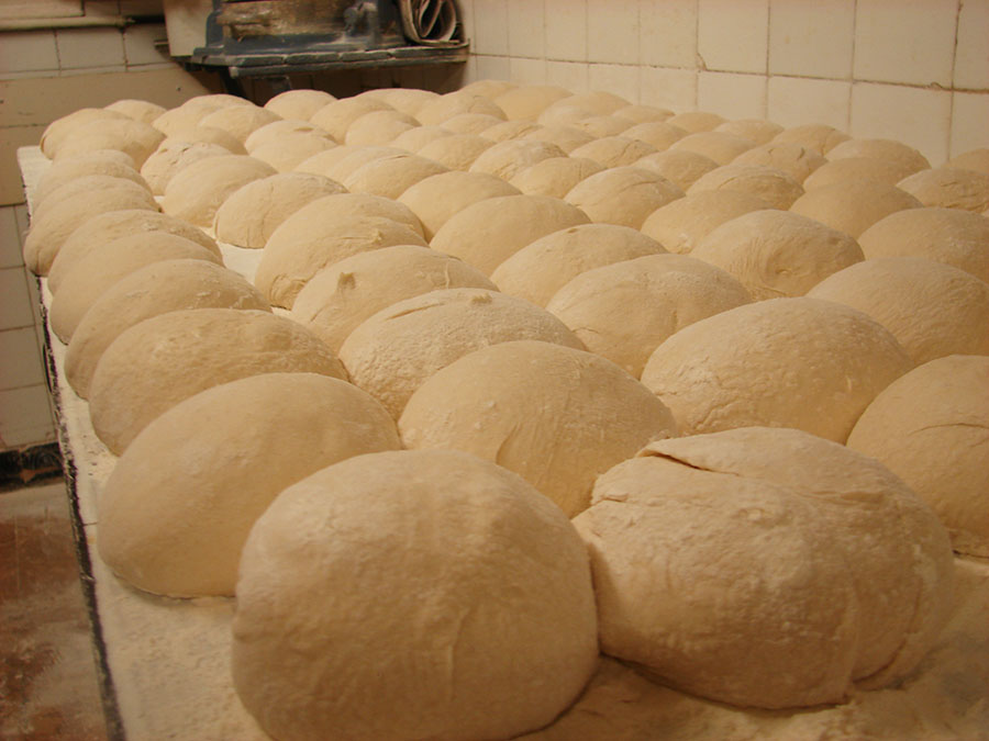 Panes sobre mesa de fermentación