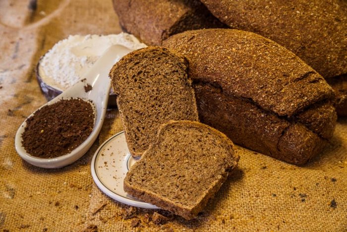 Rye, wheat and malt sliced bread