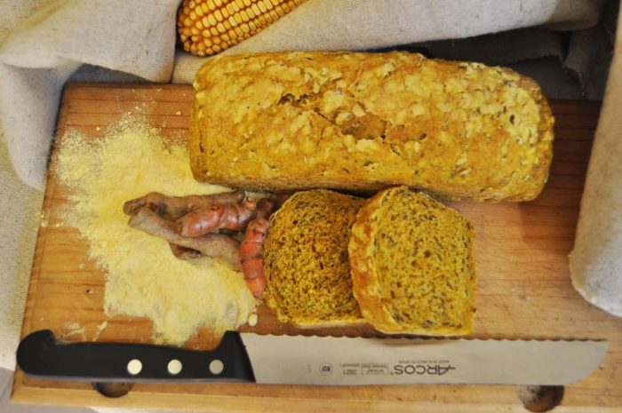 Corn, spelt and turmeric bread.